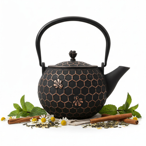 CZAJNIK ŻELIWNY IMBRYK 1,8L ZAPARZACZ DO HERBATY + PODGRZEWACZ + WIDELCZYK