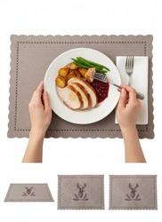 FILCOWA PODKŁADKA ŚWIĄTECZNA POD TALERZE BEŻOWA 30×40 CM DO DEKORACJI