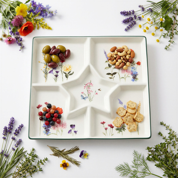 PATERA ceramiczna KWADRAT 30 cm PAN KWIATEK z przegródkami