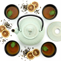 CZAJNIK IMBRYK ŻELIWNY 1,5L ZESTAW 5 SZT. MIĘTOWY Ø 18 CM DO HERBATY