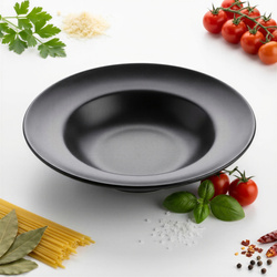 TALERZ GŁĘBOKI DO ZUPY OBIADOWY TALERZ DO MAKARONU CZARNY 24 CM