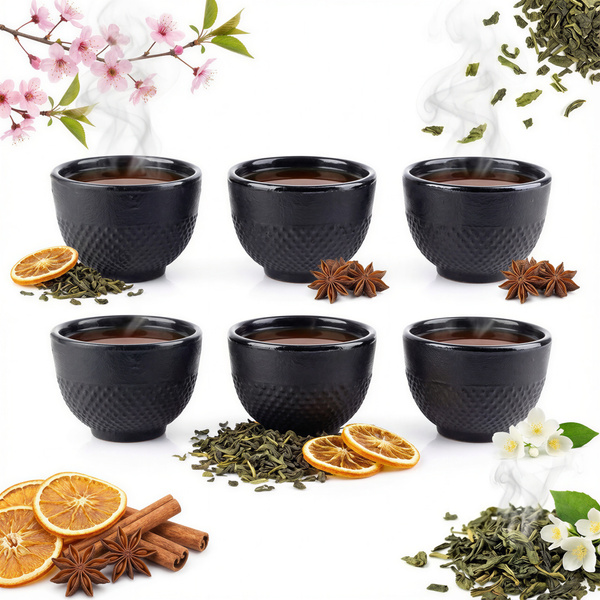 CZARKI ŻELIWNE 6 SZT ZESTAW ŻELIWNY DO HERBATY