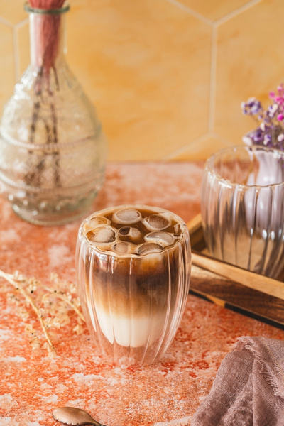 SZKLANKA termiczna wzór FLOWER 300 ml bez ucha 2 sztuki PODWÓJNE ŚCIANKI