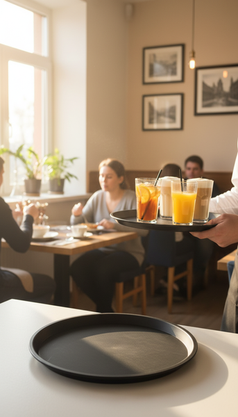 TACA KELNERSKA KUCHENNA ANTYPOSLIZGOWA CZARNA OKRĄGŁA 41 CM DO SERWOWANIA