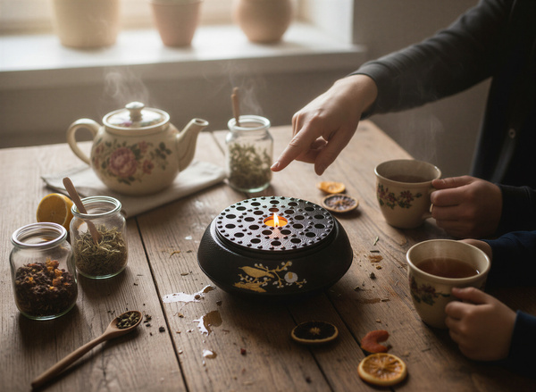 PODGRZEWACZ ŻELIWNY Ø 14,7 CM CZARNY DO UTRZYMANIA TEMPERATURY CZAJNIKA