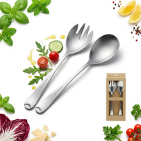 ŁYŻKI DŁUGIE SZTUĆCE DO SAŁAT SAŁATEK WIDELEC ŁYŻKA ZESTAW 2SZT SREBRNE