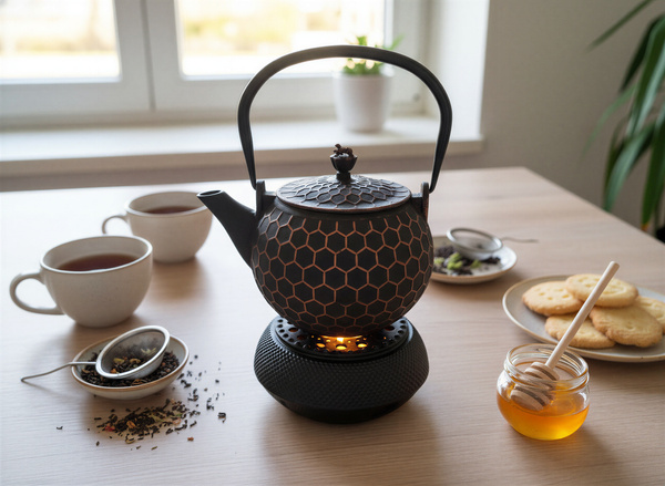 CZAJNIK ŻELIWNY IMBRYK 1,2L ZAPARZACZ DO HERBATY I ZIÓŁ PODGZREWACZ ŻELIWNY