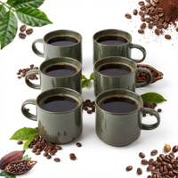 KUBKI DO KAWY HERBATY KUBEK ZESTAW 6 SZT. CIEMNOZIELONY MAT 350 ML Ø 9,5 CM