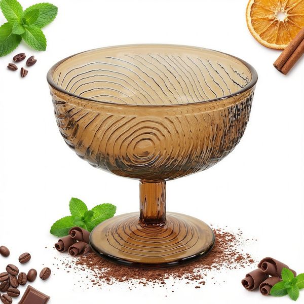 PUCHAREK 300ML SZKLANY NA LODY DESER SALATERKA DO DESERÓW glass BROWN