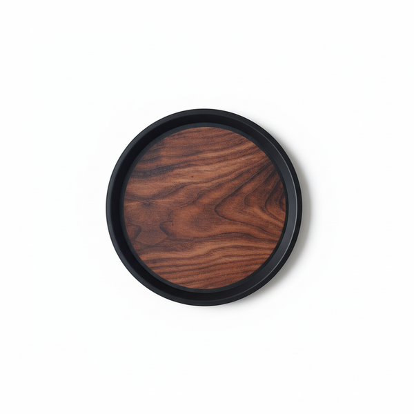 TACA KUCHENNA KELNERSKA ANTYPOŚLIZGOWA IMITACJA DREWNA BRĄZ OKRĄGŁA 36 cm