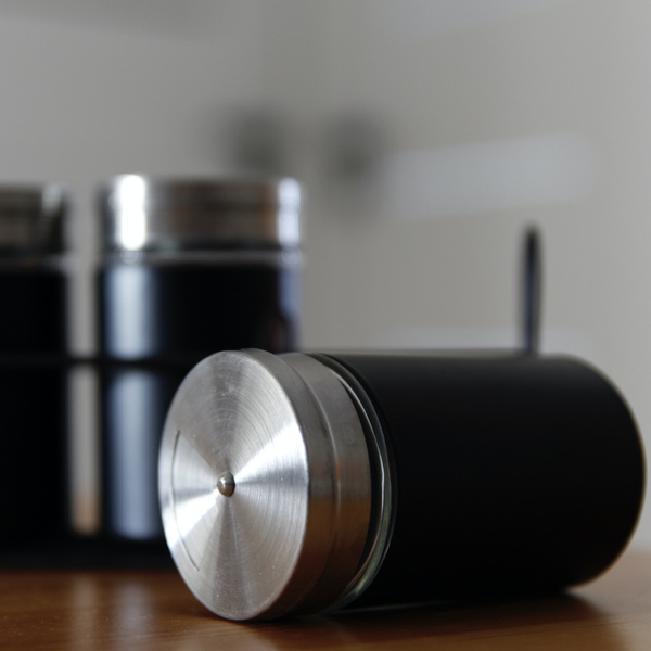 STOJAK NA PRZYPRAWY PÓŁKA PRZYPRAWNIK 5 SZTUK STALOWY CZARNY ORGANIZER