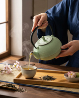 CZAJNIK ŻELIWNY IMBRYK 1.8L DUŻY MIĘTOWY DO HERBATY + ZAPARZACZ STALOWY