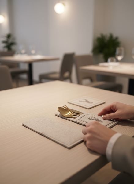 ETUI NA SZTUĆCE KIESZONKA DEKORACYJNA FILCOWA ZESTAW 2 SZT BEŻOWE 23X10 cm