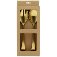 ŁYŻKI DŁUGIE SZTUĆCE DO SAŁAT SAŁATEK WIDELEC ŁYŻKA ZESTAW 2SZT ZŁOTE