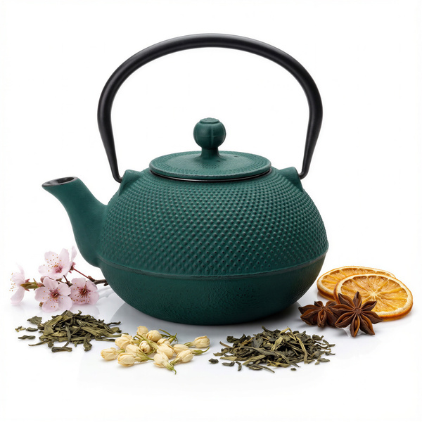 CZAJNIK ŻELIWNY IMBRYK 1.8L DUŻY ZIELONY DO HERBATY + ZAPARZACZ STALOWY