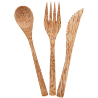 SZTUĆCE DREWNIANE KOKOS WIDELEC NÓŻ ŁYŻKA ZESTAW