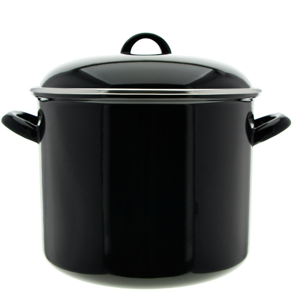 GARNEK EMALIOWANY CZARNA EMALIA 24CM 8L BIGOS