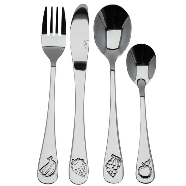 SZTUĆCE DLA DZIECI STALOWE KOMPLET 4 el. ŁYŻECZKA WIDELEC NÓŻ ŁYŻKA ZESTAW