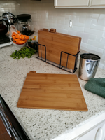 DESKI DO KROJENIA BAMBUSOWE ZESTAW 4 DESEK KUCHENNYCH + STALOWY STOJAK