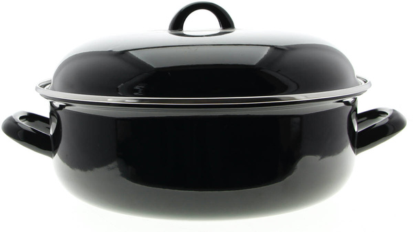 GARNEK EMALIOWANY CZARNA EMALIA 28CM 4.5L BIGOS
