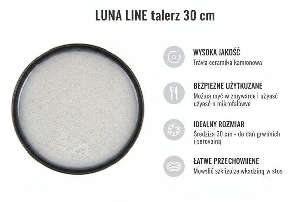 TALERZ CERAMIKA LUNA LINE 30 CM OKRĄGŁY DUŻY DO SERWOWANIA