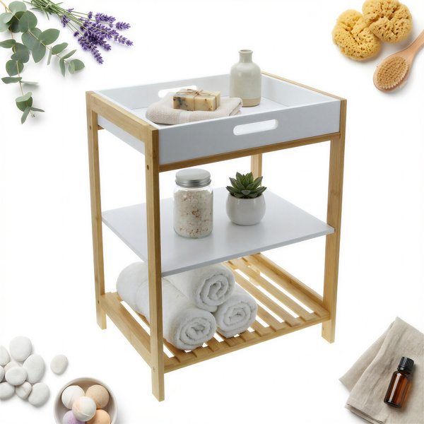 REGAŁ PÓŁKA BAMBUSOWA SZAFKA ŁAZIENKOWA 50x40x30cm