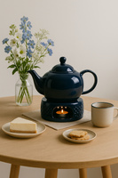 PODGRZEWACZ CERAMICZNY DO DZBNAKA CZAJNIKA NA ŚWIECZKĘ TEA LIGHT GRANATOWY