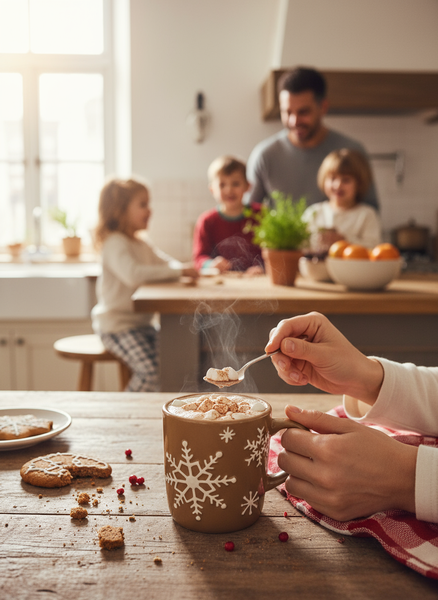 DUŻY KUBEK ŚWIĄTECZNY DO CZEKOOLADY 600ML BRĄZOWY BŁYSZCZĄCY ZMYWARKA Ø 9,5
