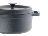 ŻELIWNY GARNEK Z POKRYWKĄ SOLIDNY CZARNY 1,75 L