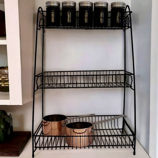 STOJAK PÓŁKA ORGANIZER NA PRZYPRAWY PRZYPRAWNIK METALOWY CZARNY ORGANIZER