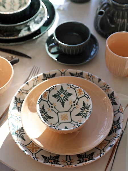 Ceramiczna MISKA 12cm linia MOSAIQUE OLIVE miseczka SALATERKA bez wzoru