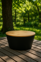 MISKA CZARNA Z BAMBUSOWĄ POKRYWĄ DESKĄ DO KROJENIA 4L SALATERKA