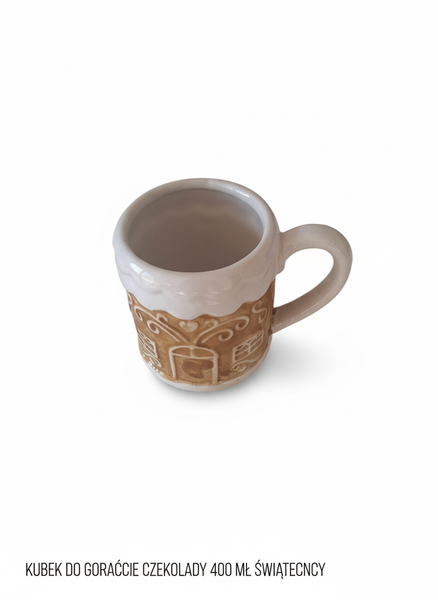 KUBEK DO GORĄCEJ CZEKOLADY BIAŁY 400 ML BŁYSZCZĄCY DO PICIA ZMYWARKA 10×9,5