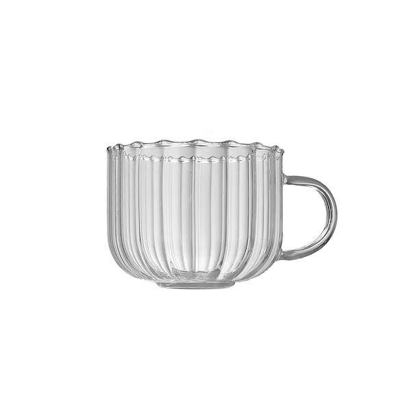 ŻAROODPORNA ryflowana szklanka borosilikatowa z uchem LA BANDE 300 ml