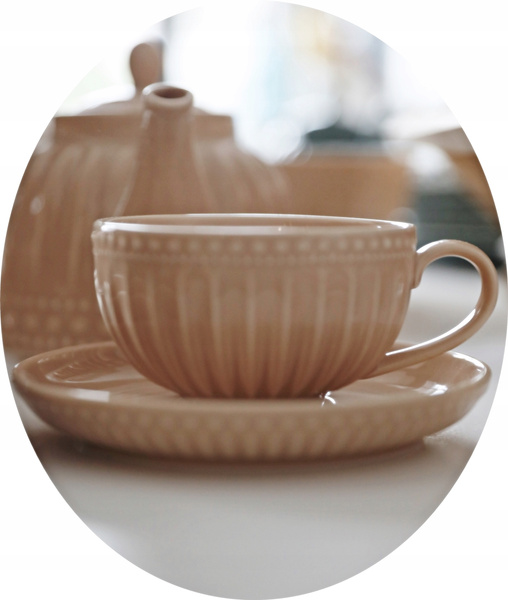 Ceramiczna filiżanka ze spodkiem linia MOSAIQUE BEIGE 250ml