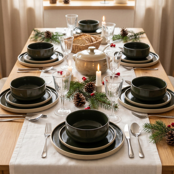 SERWIS OBIADOWY KOMPLET TALERZY 18EL. ZASTAWA OBIADOWA ZESTAW NA 6 OSÓB