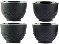 FILIŻANKI CZARKI ŻELIWNE ZESTAW DLA 4 OSOB DO HERBATY I ZIÓŁ 100 ml CZARNE