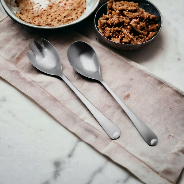 ŁYŻKI DŁUGIE SZTUĆCE DO SAŁAT SAŁATEK WIDELEC ŁYŻKA ZESTAW 2SZT SREBRNE