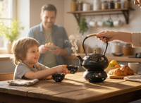 CZAJNIK ŻELIWNY 1L ZAPARZACZ DO HERBATY ZIÓŁ 2 CZARKI ŻELIWNE + PODGRZEWACZ