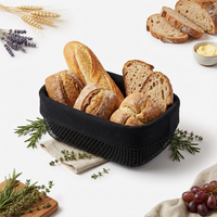 KOSZYK METALOWY CZARNY NA CHLEB PIECZYWO + WKŁAD Z TKANINY 28x18x9,5 cm