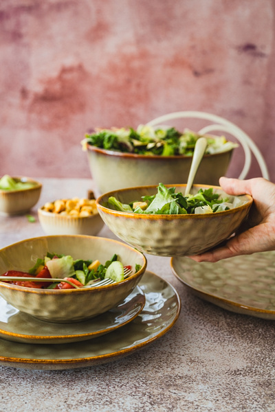 SERWIS OBIADOWY CERAMICZNY 18 ELEMENTÓW DLA 6 OSÓB LIGHT BROWN OMBRES INSTA