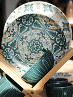 Ceramiczny TALERZ obiadowy DUŻY płytki 26cm linia MOSAIQUE OLIVE wzór