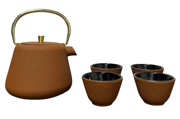 CZAJNIK IMBRYK ŻELIWNY 1L ZAPARZACZ SITKO STAL DO HERBATY +4 CZARKI ŻELIWNE