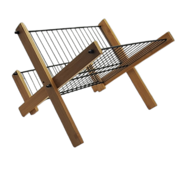 SUSZARKA DO NACZYŃ SKŁADANA DWUPOZIOMOWA STOJĄCA OCIEKACZ BAMBUSOWY