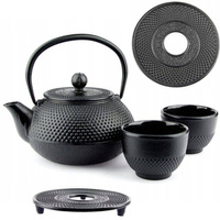 CZAJNIK IMBRYK ŻELIWNY 0.8L ZAPARACZ DO HERBATY + 2 CZARKI PODKŁADKA ŻELWNA