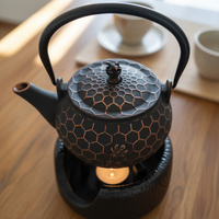 CZAJNIK ŻELIWNY IMBRYK PSZCZÓŁKA 1,8L DO HERBATY + PODGRZEWACZ ŻELIWNY