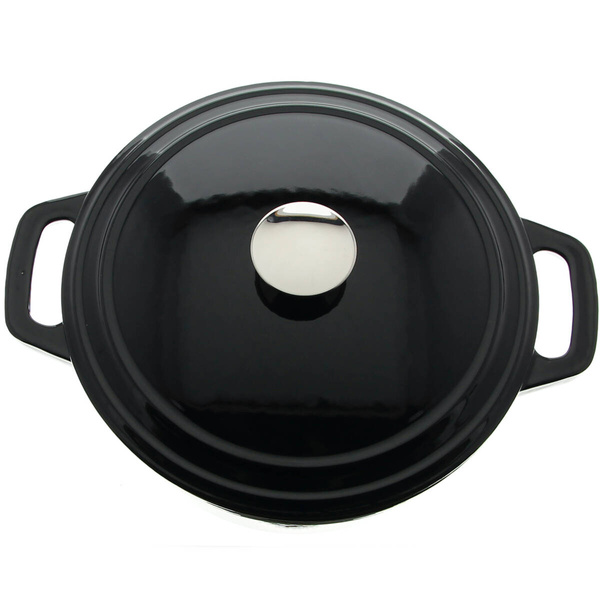 GARNEK ŻELIWNY 4.5L EMALIOWANY Z POKRYWKĄ GAR CZARNY RONDELEK SOLIDNY
