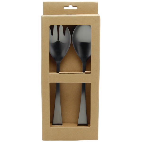 ŁYŻKI DŁUGIE SZTUĆCE DO SAŁAT SAŁATEK WIDELEC ŁYŻKA ZESTAW 2SZT CZARNE