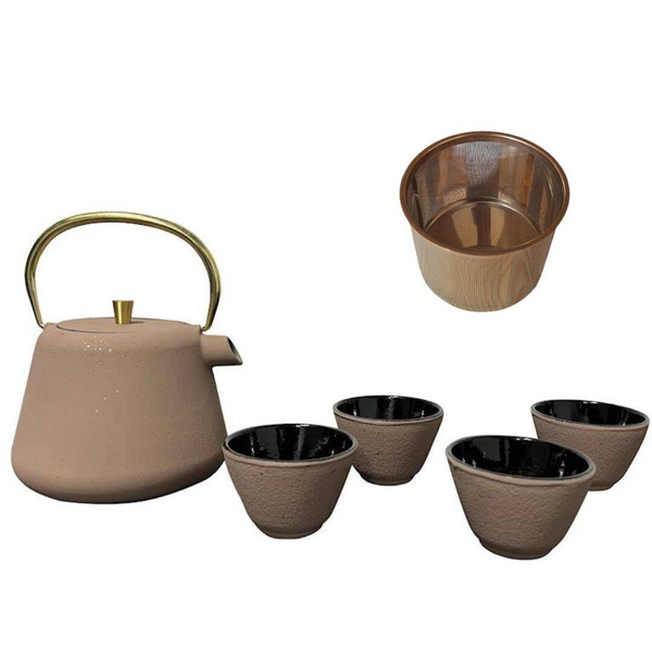 CZAJNIK IMBRYK ŻELIWNY 1L ZAPARZACZ SITKO STALOWE DO HERBATY +4 CZARKI