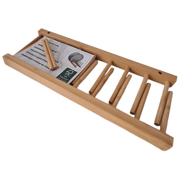 SUSZARKA DO NACZYŃ SKŁADANA OCIEKACZ BAMBUSOWY STOJAK DO 8sztuk TALERZY